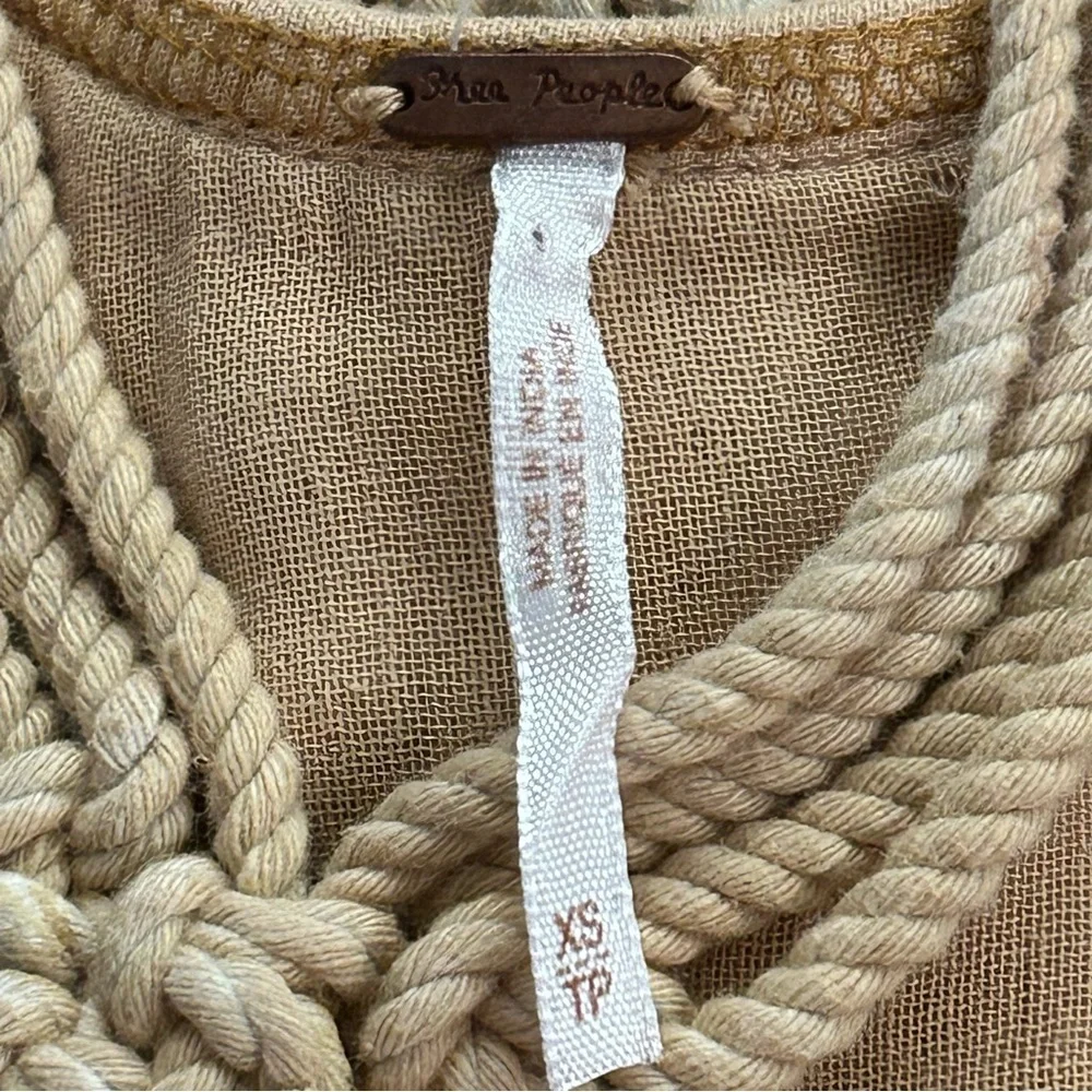 Free‎ People One and Only Macrame Racerback Tank Top XS Sand Beige EUC